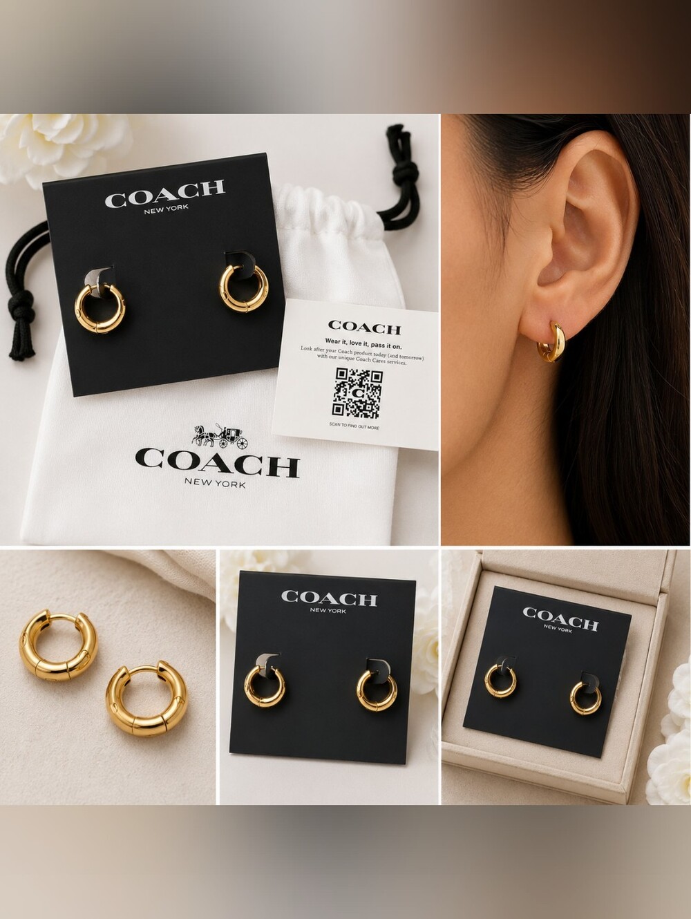Coach Gold-Tone Huggie Hoop Earrings - Picture 3 of 3